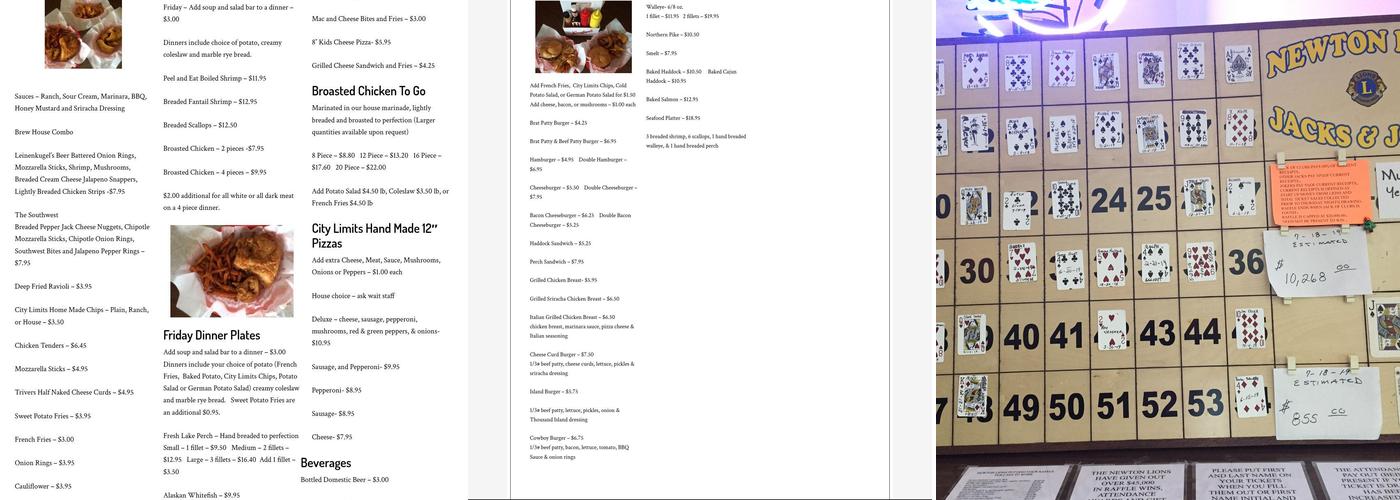 City Limits Bar And Banquet Hall Menu