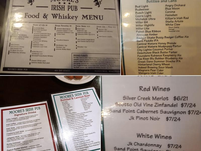 Moore's Irish Pub Menu