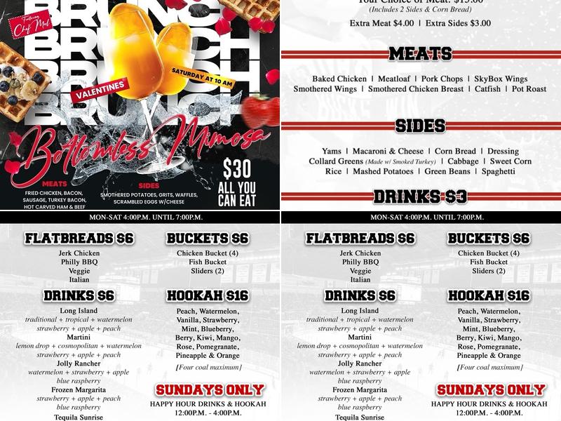 Skybox Sports Bar Menu