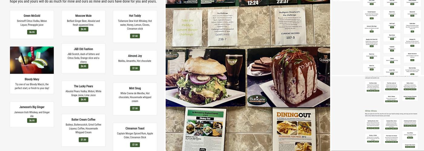 Mulligans Irish Pub & Grill Menu