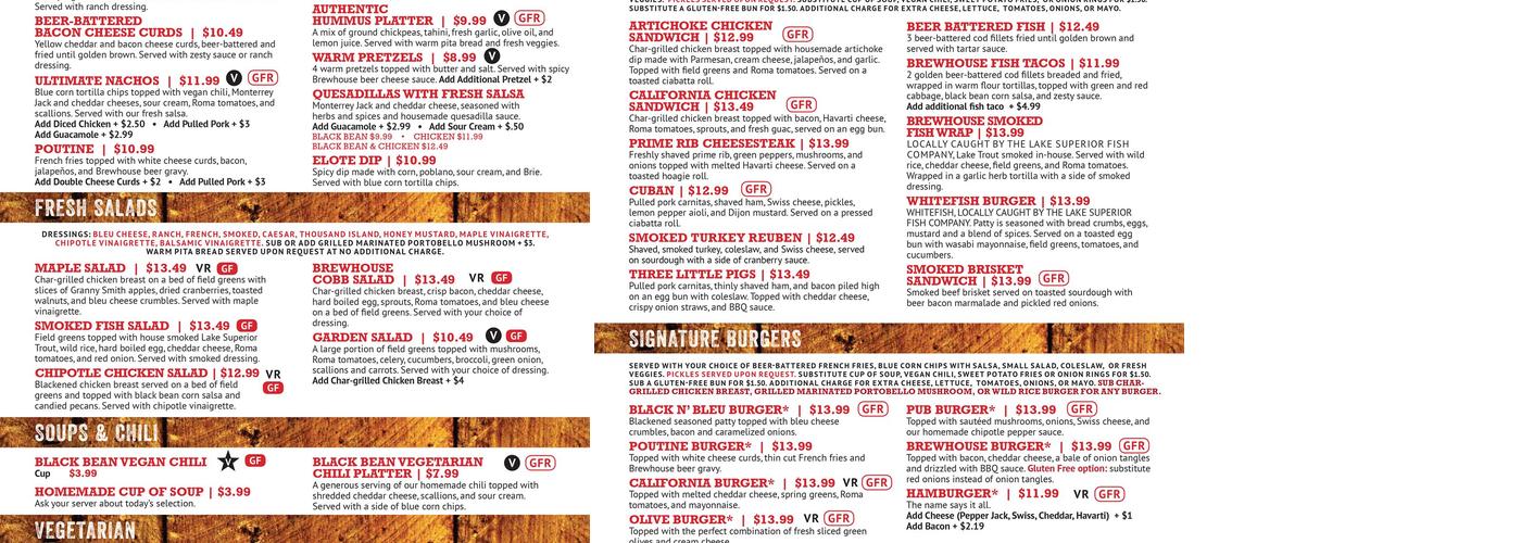 Fitger's Brewhouse Beer Store Menu