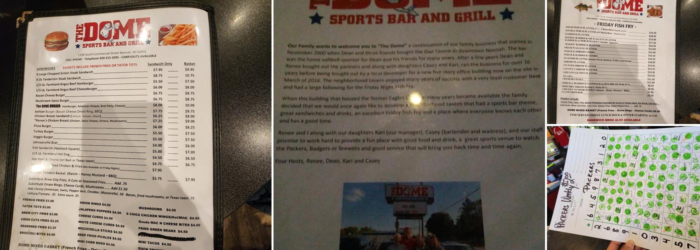 The Dome Sports Bar & Grill Menu