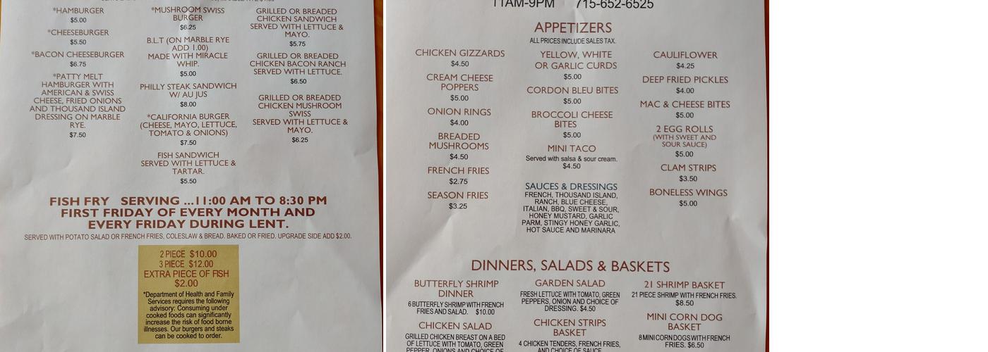 Dupe's Bar Menu