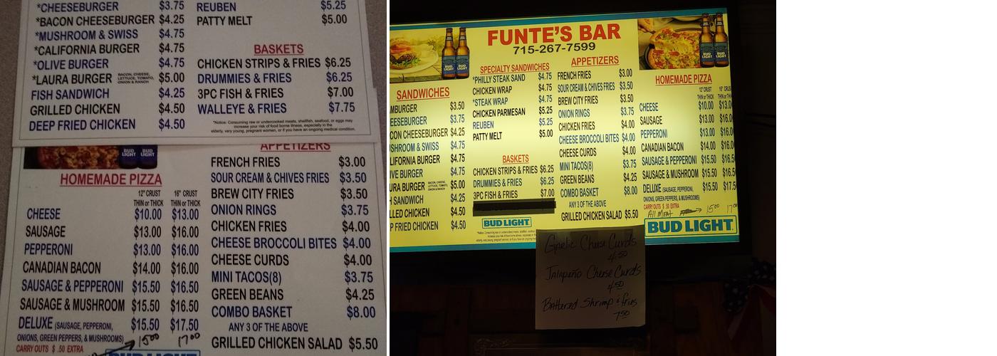 Funte's Bar & Grill Menu