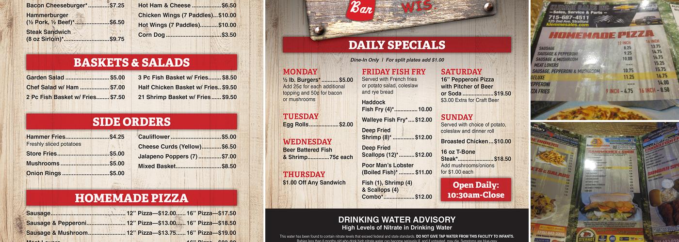 Hammer Down Bar Menu