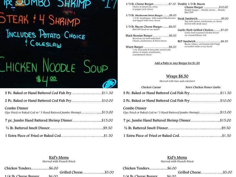 Pour House Menu