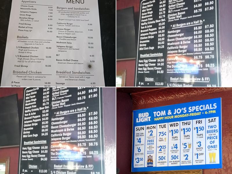 Tom & Jo's Menu
