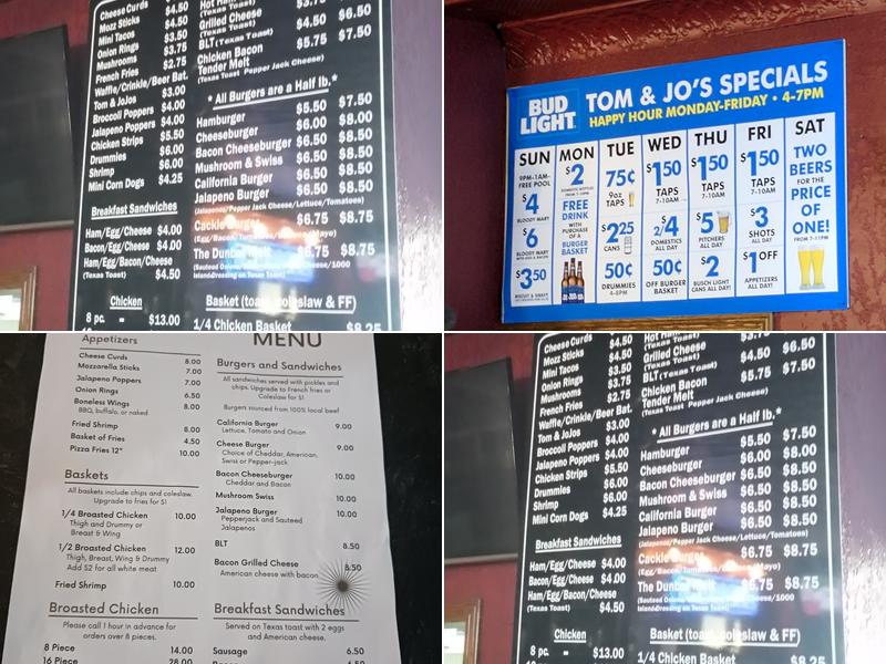 Tom & Jo's Menu