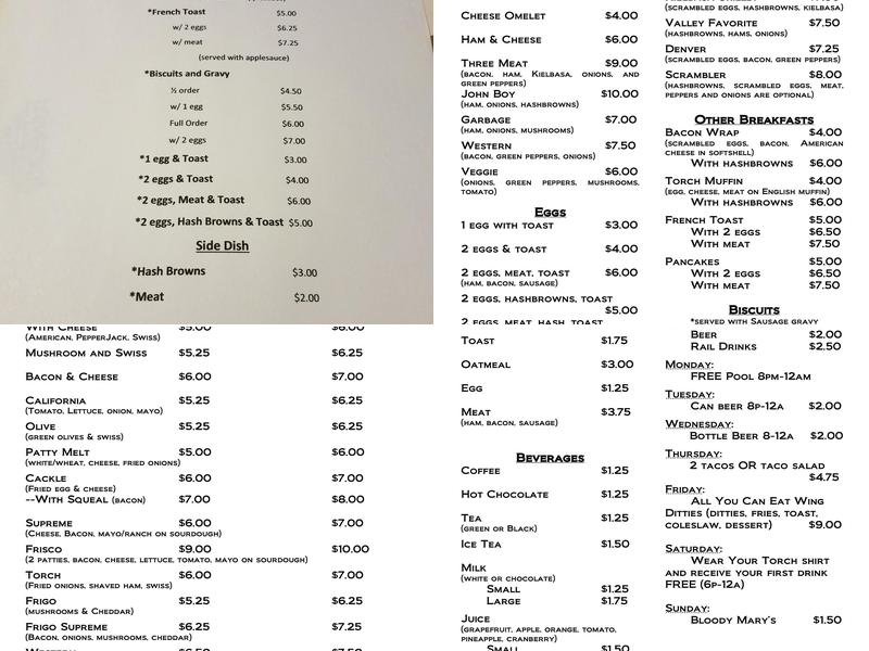 Countryside Valley Bar Menu