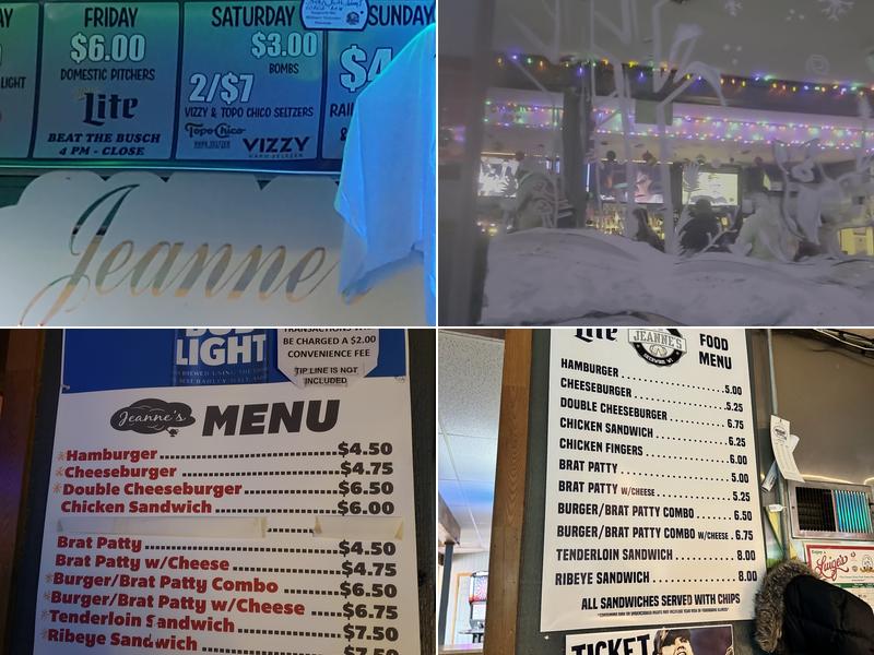 Jeanne's Bar Menu