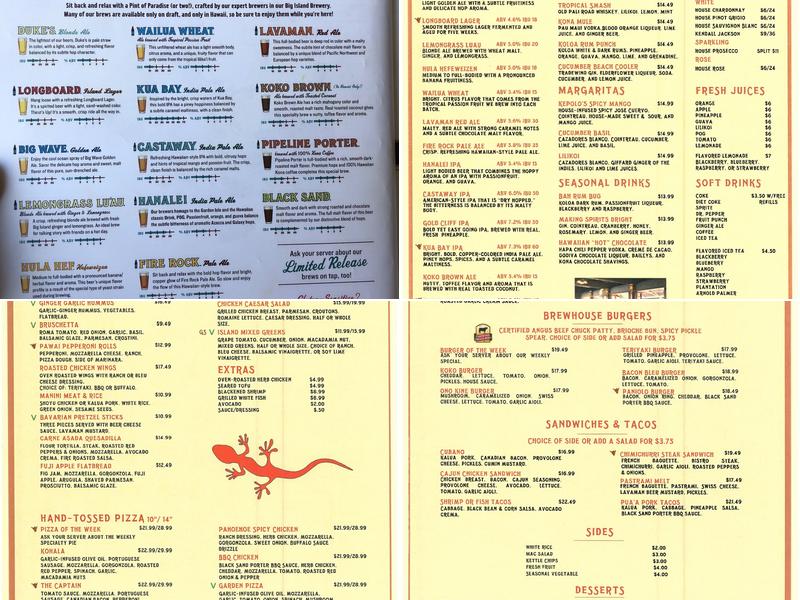 Kona Brewing Hawaii Kai Menu