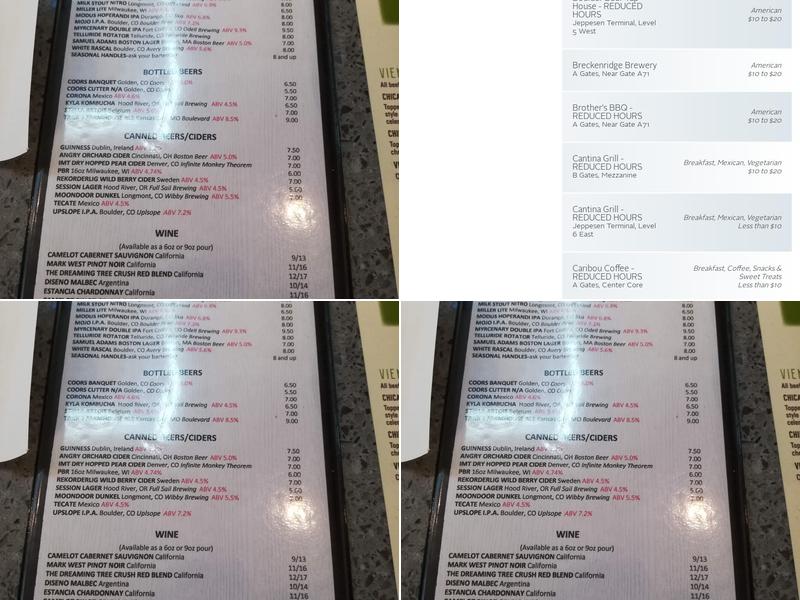 Blue Sky Bar Menu