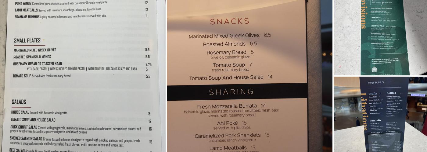Lounge 5280 Menu