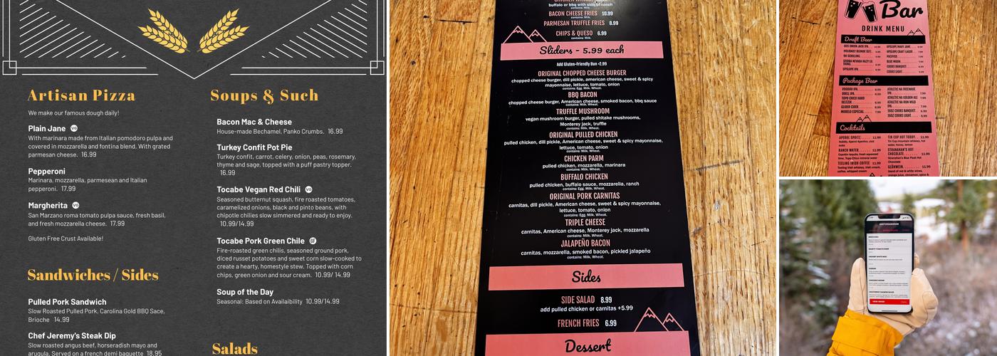 Derailer Bar Menu