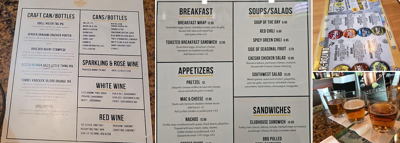Boulder Beer Tap House Menu