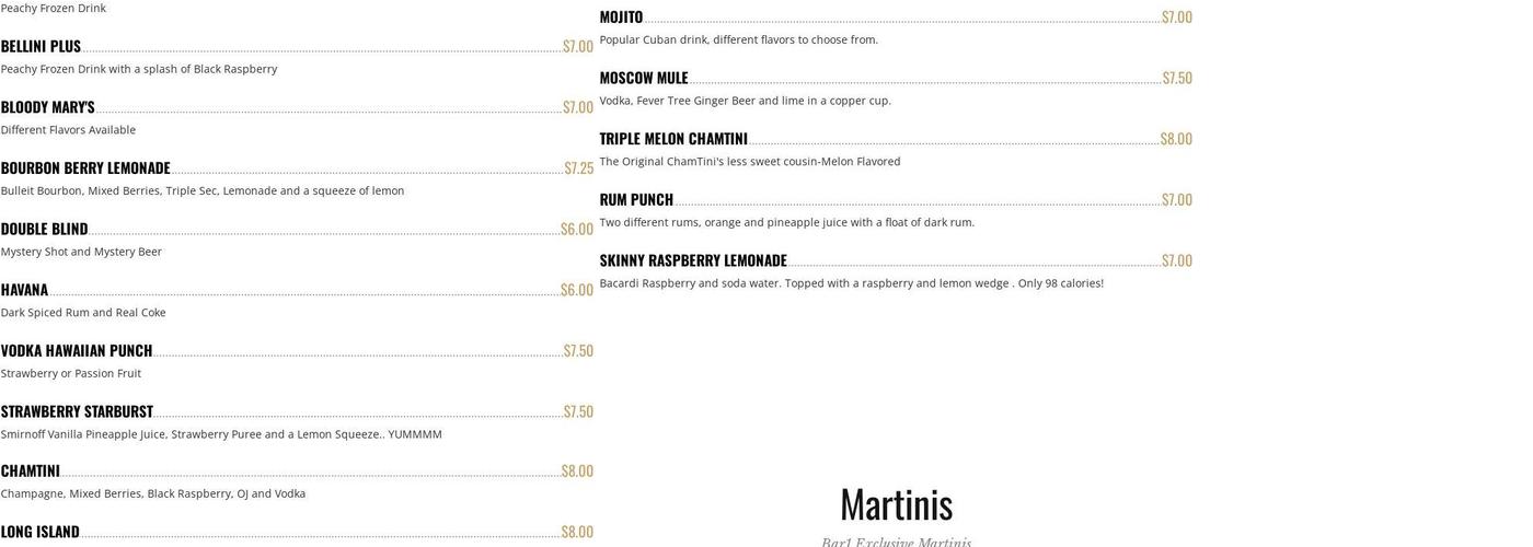 Bar 1 Menu