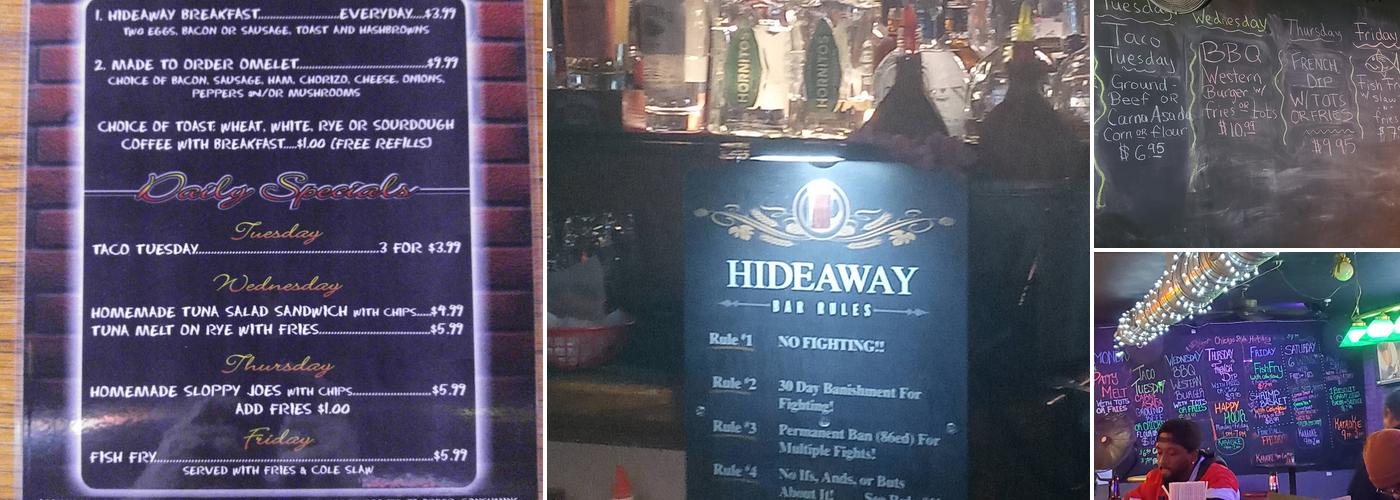 Hideaway Lounge Menu