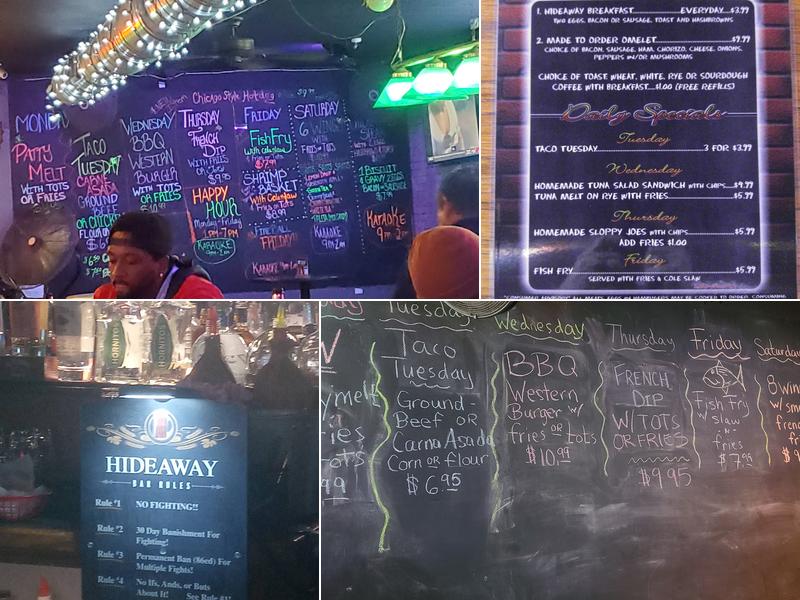 Hideaway Lounge Menu