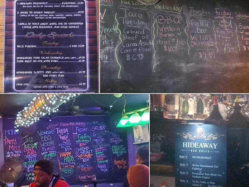 Hideaway Lounge Menu