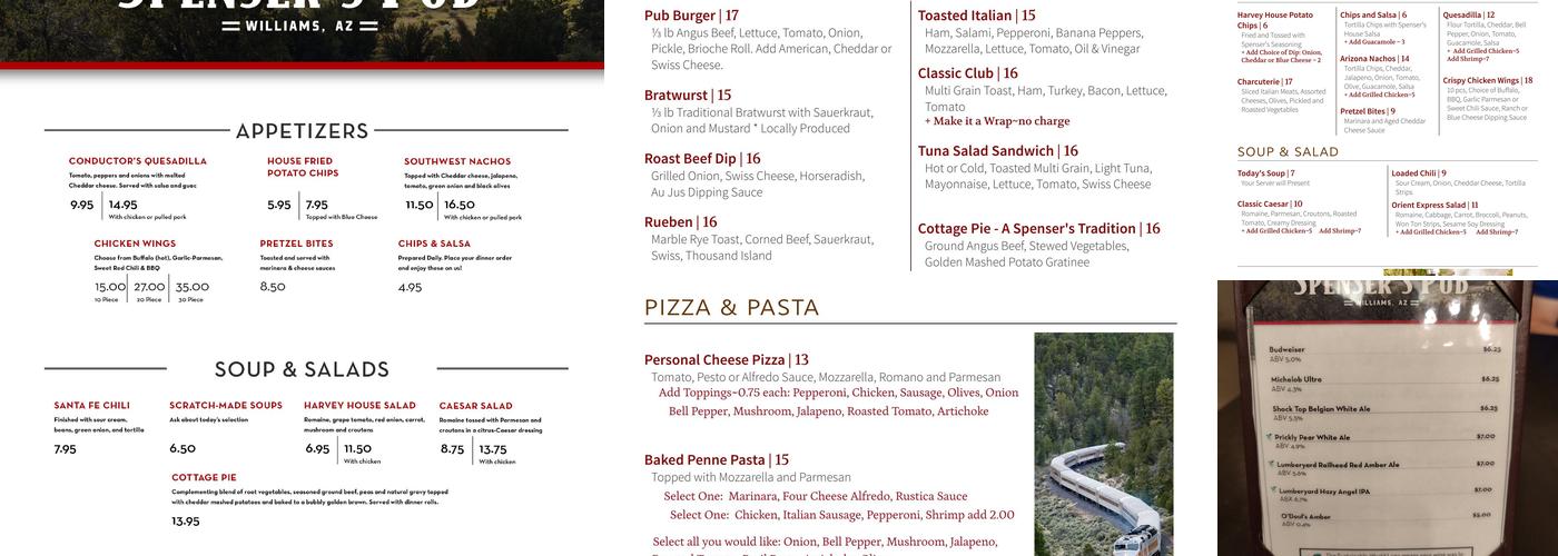 Spenser's Pub Menu