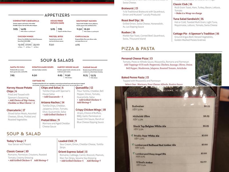 Spenser's Pub Menu