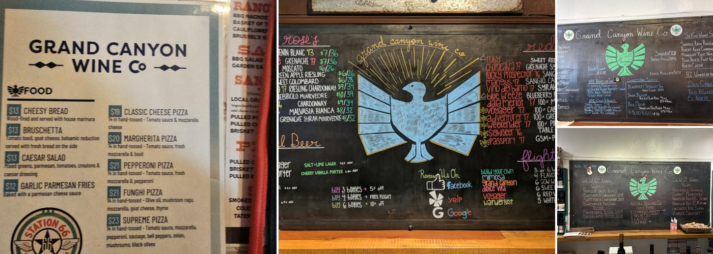 Grand Canyon Wine Co. Menu