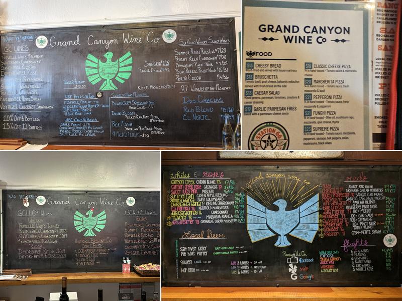 Grand Canyon Wine Co. Menu