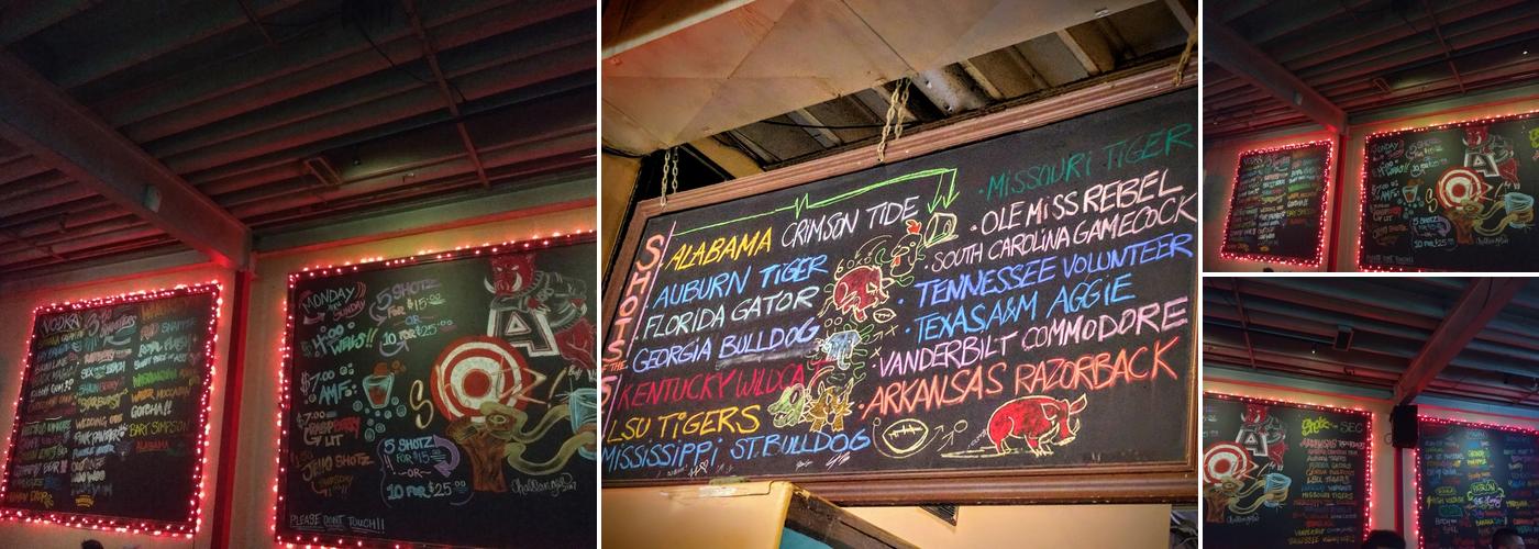 Shotz Bar Menu
