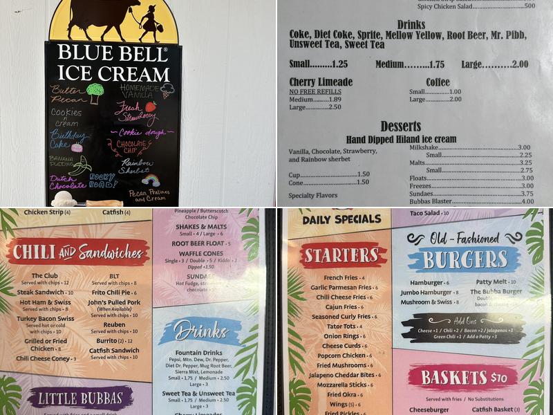 John's Hamburgers and Ice Cream Menu