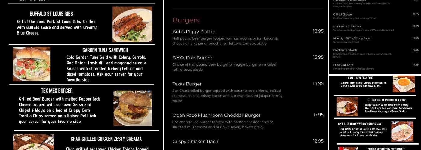 Two Morrow's Pub Menu