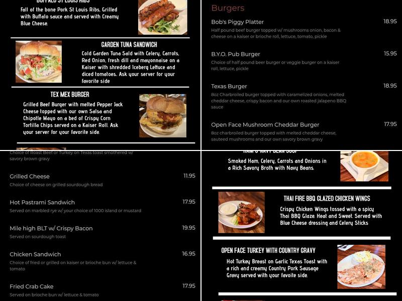 Two Morrow's Pub Menu