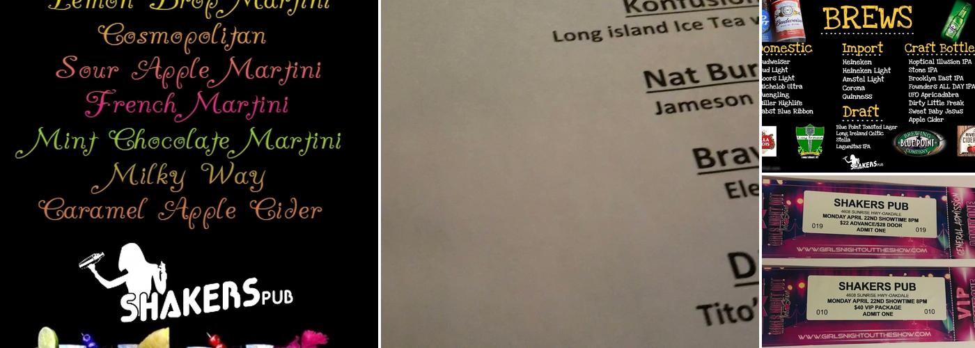 Shakers Pub Menu