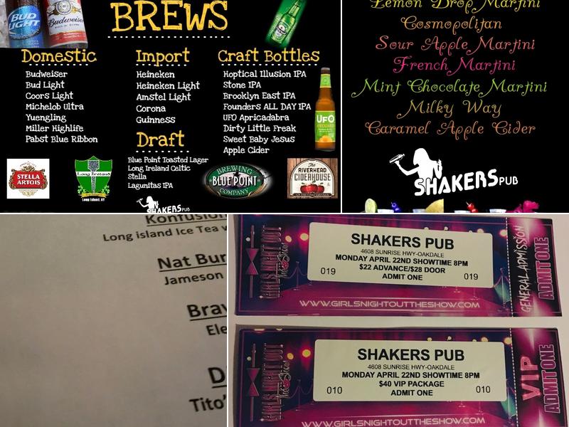 Shakers Pub Menu