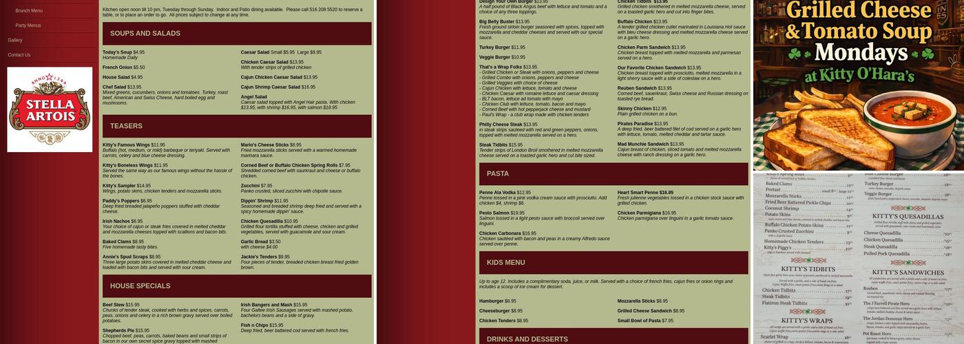 Kitty O'Hara's Menu