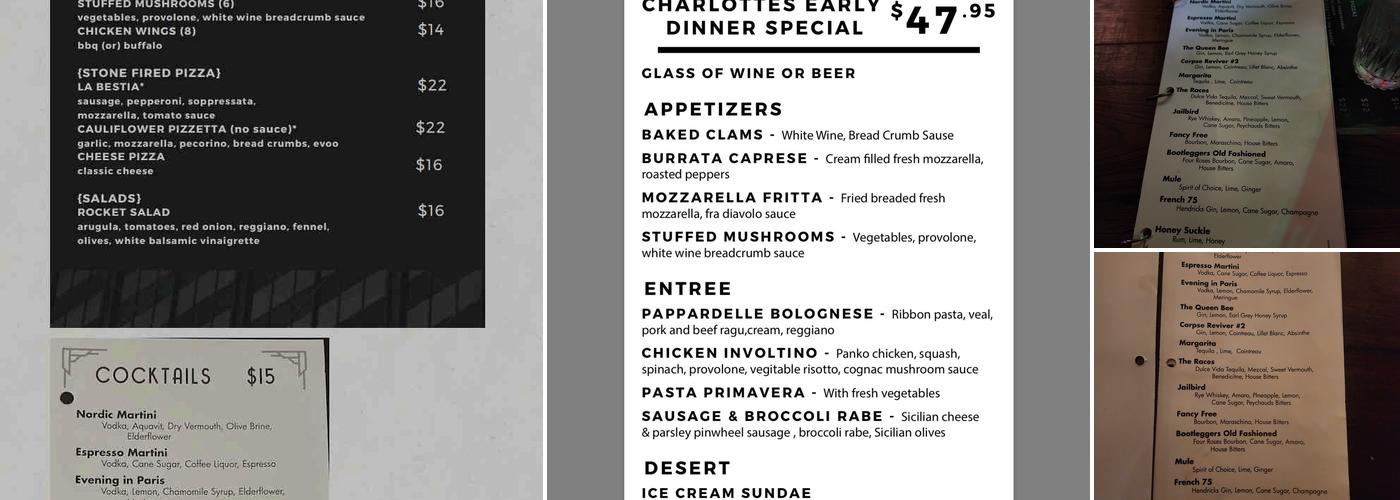 Charlotte’s Speakeasy Menu