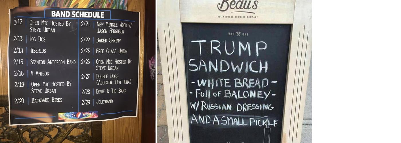Beau's Bar Menu