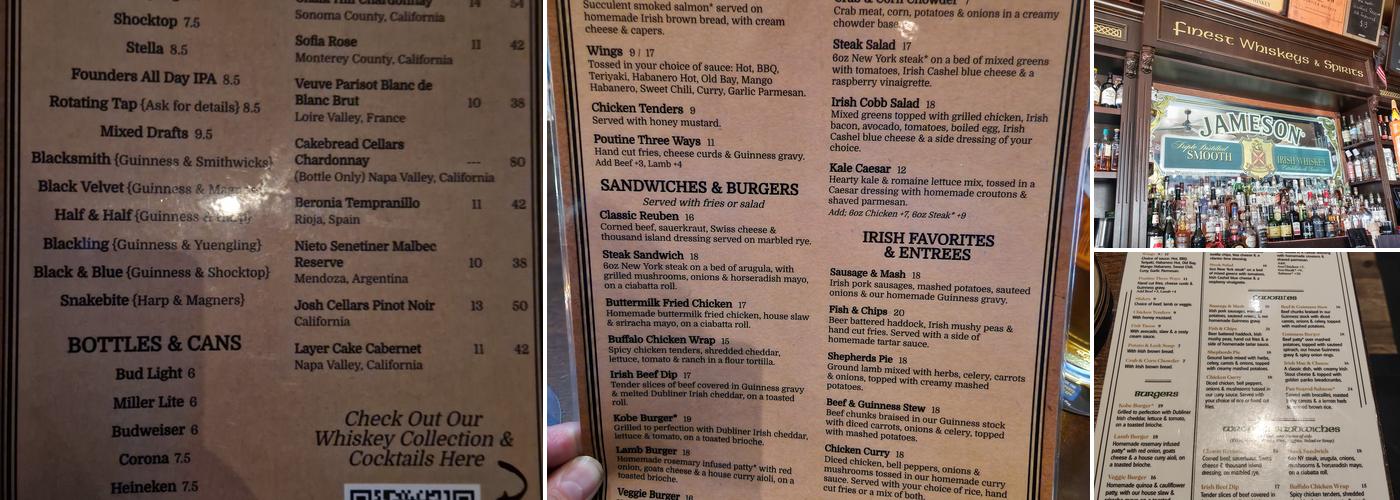 O'Sullivan's Irish Pub Menu