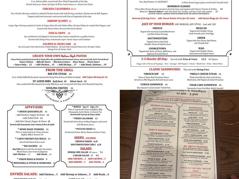 Mr. Smith's of Georgetown Menu