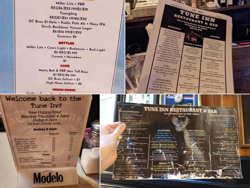Tune Inn Restaurant & Bar Menu