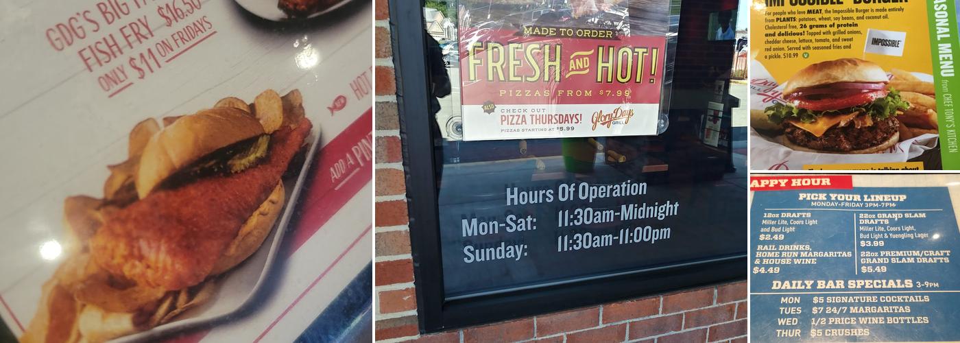 Glory Days Grill Menu