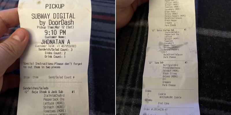Subway Menu