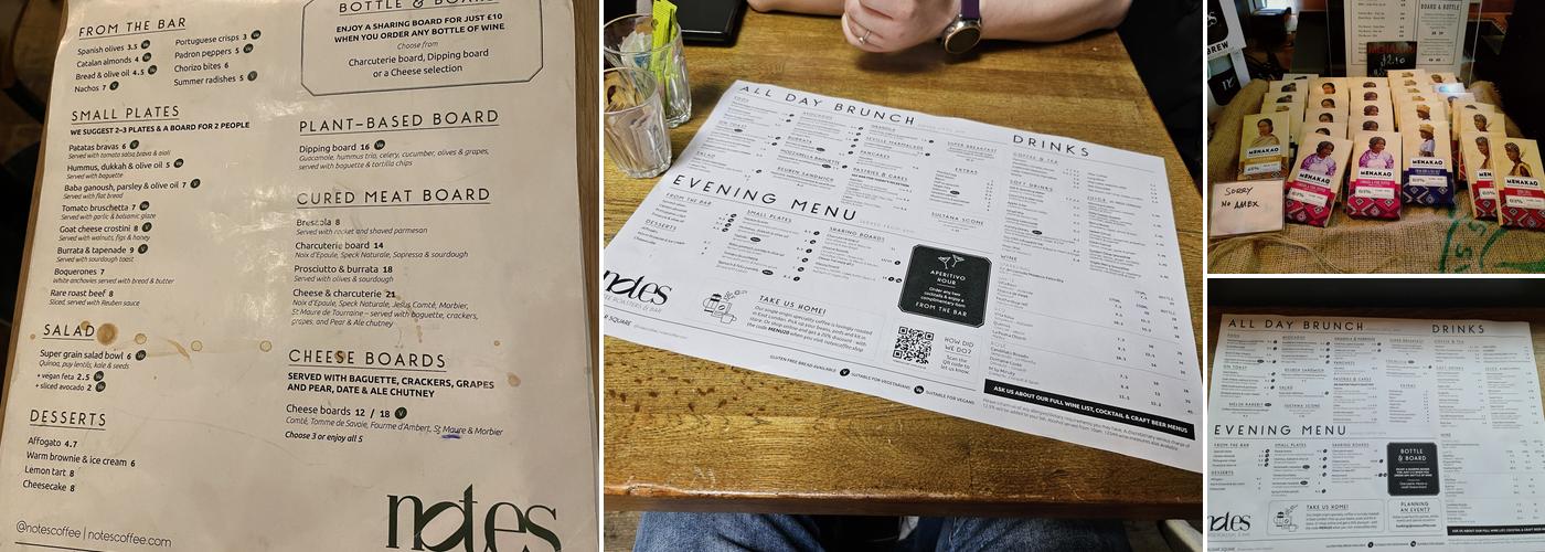 Notes Coffee Roasters & Bar | Trafalgar Square Menu
