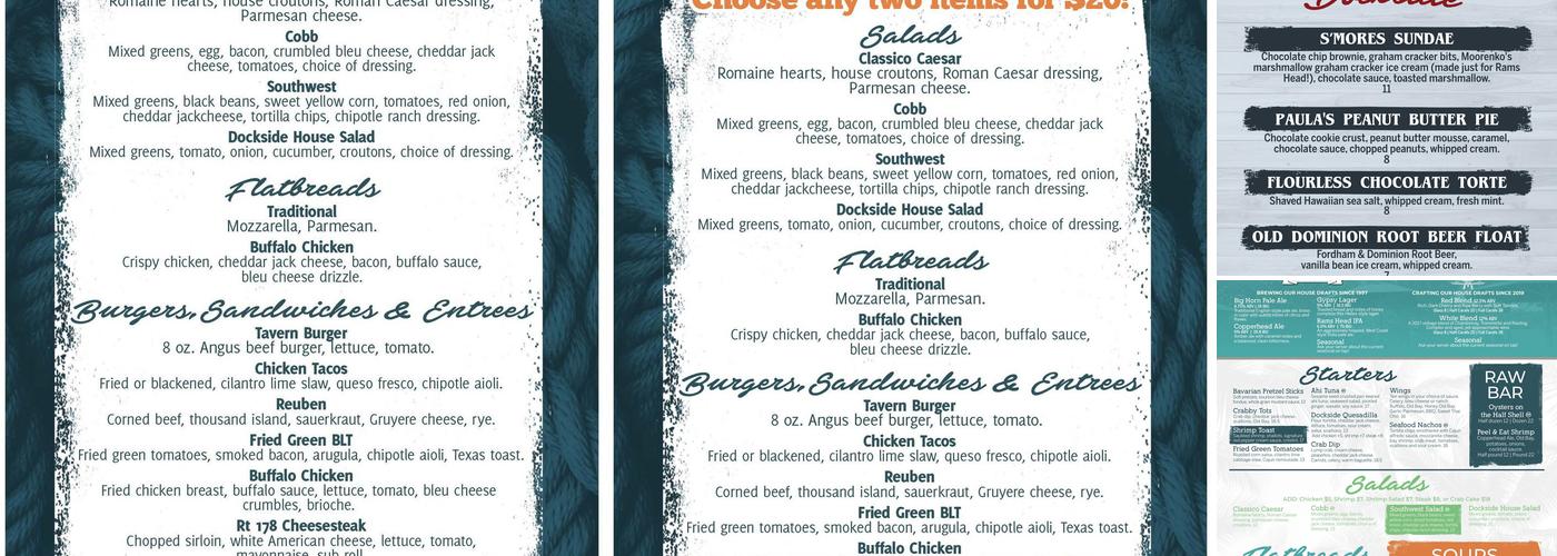 Rams Head Dockside Menu