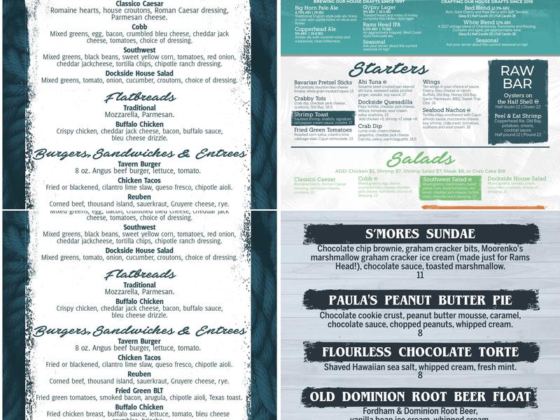 Rams Head Dockside Menu