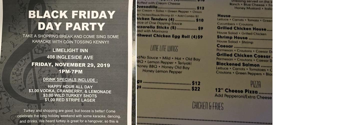 Lime Light Inn Menu