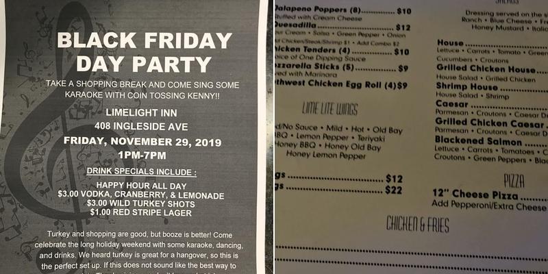 Lime Light Inn Menu