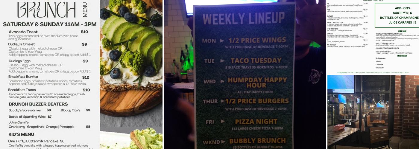 Dudley's Sport and Ale Menu