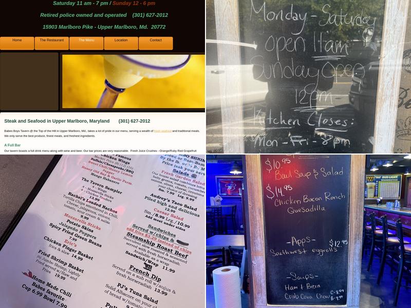 Top of the Hill/Babes Boys Tavern Menu