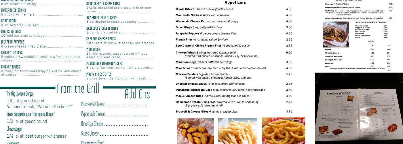 Tommy J's Menu