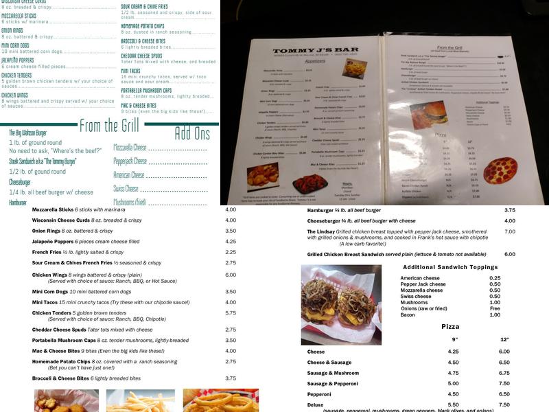 Tommy J's Menu